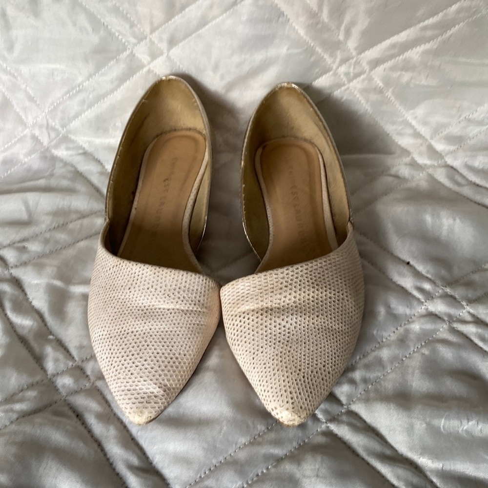 Chinese Laundry Cream and gold flats